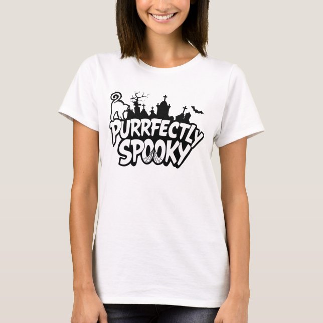 T-shirt Halloween Chat Noir Éffrayant (Devant)