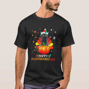 T-shirt Halloween Chat Noir Et Joyeux Noël Happy Hall