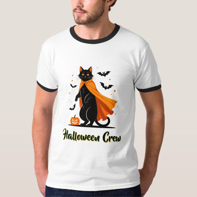 T-shirt Halloween Chat Noir Pumkin (Devant)