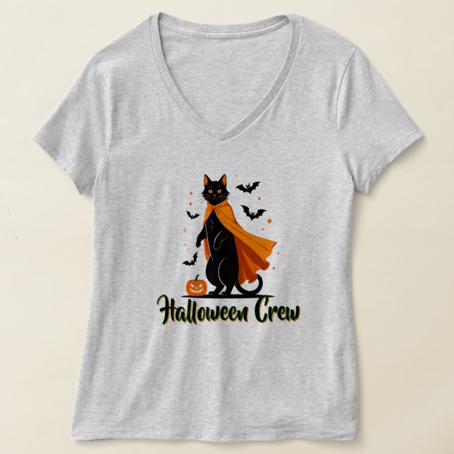 T-shirt Halloween Chat Noir Pumkin (Poser)