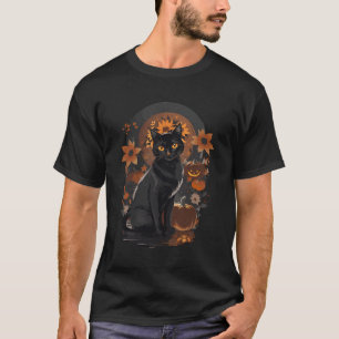 T-shirt Halloween Chat Noir Sorcière Casquette Automne Vib