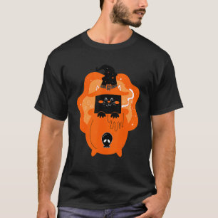 T-shirt Halloween Chat Noir Sorcière Casquette Citrouille