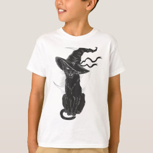 T-shirt Halloween Chat Noir Sorcière Casquette Lune
