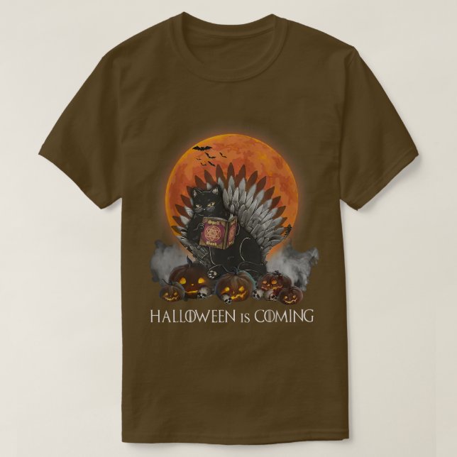 T-shirt Halloween Chat Noir Vient Kitty Kitten Lover (Design devant)