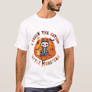 T-shirt Halloween Chat Squelettique Professeur Mig