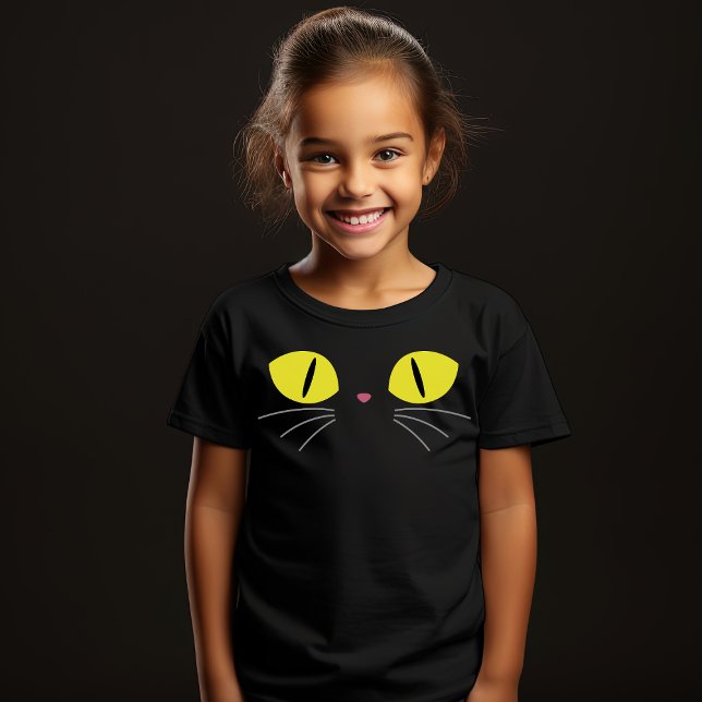 T-Shirt Halloween Chat visage Yellow Eyes Whiskers (Créateur téléchargé)