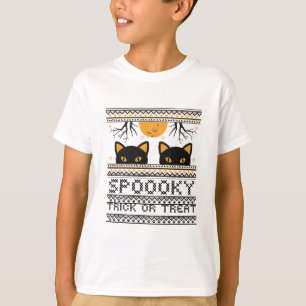 T-shirt Halloween chat Yeux Éffrayant Trick Ou Treat Gr te