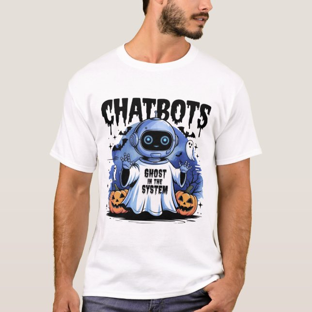 T-shirt 🤖 Halloween Chatbot AI Drôle Fantôme Dans 👻 Mach (Devant)