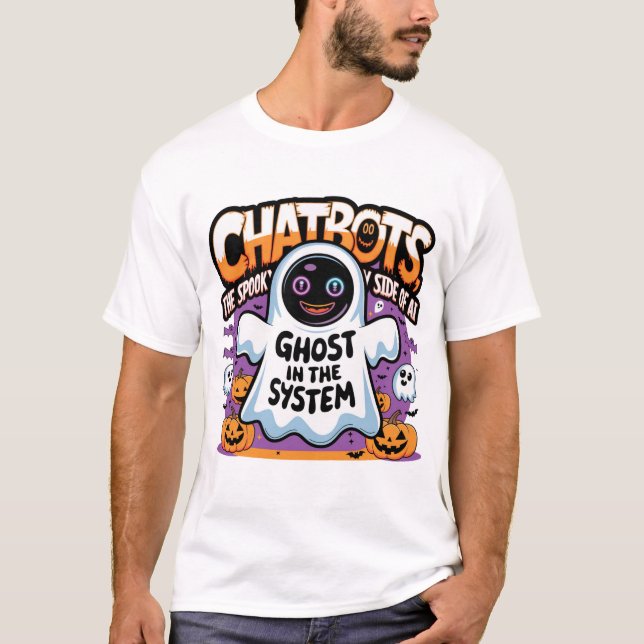 T-shirt 🤖 Halloween Chatbot AI Drôle Fantôme Dans 👻 Mach (Devant)