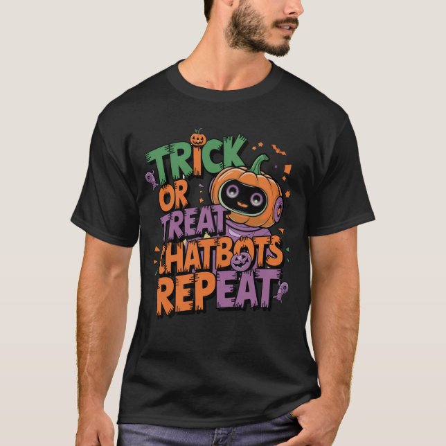T-shirt 🤖 Halloween Chatbot AI Funny Trick ou Treat 👻 🎃 (Devant)