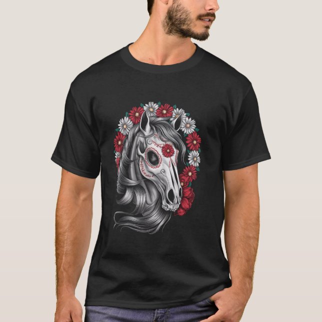 T-shirt Halloween Cheval de crâne pour hommes Femmes T Che (Devant)
