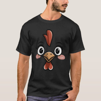 T-shirt Halloween Chicken Face  Women Kids Blue White Size