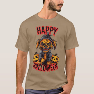 T-shirt Halloween chien citrouille heureux halloween vinta
