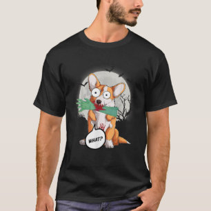 T-shirt Halloween Chien Corgi Effrayant Zombie Hommes Lune