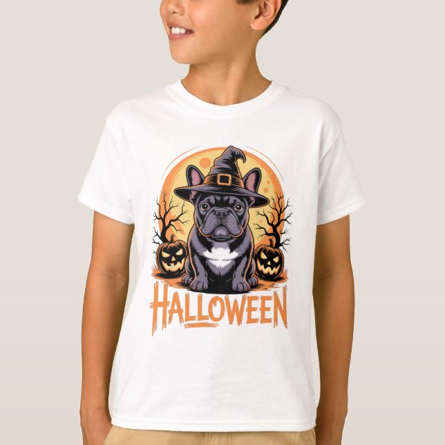 T-shirt Halloween Chien De Chien À Balle Avec Casquette De (Devant)