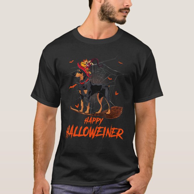 T-shirt Halloween Chien Doberman Costume Pour Hommes Femme (Devant)