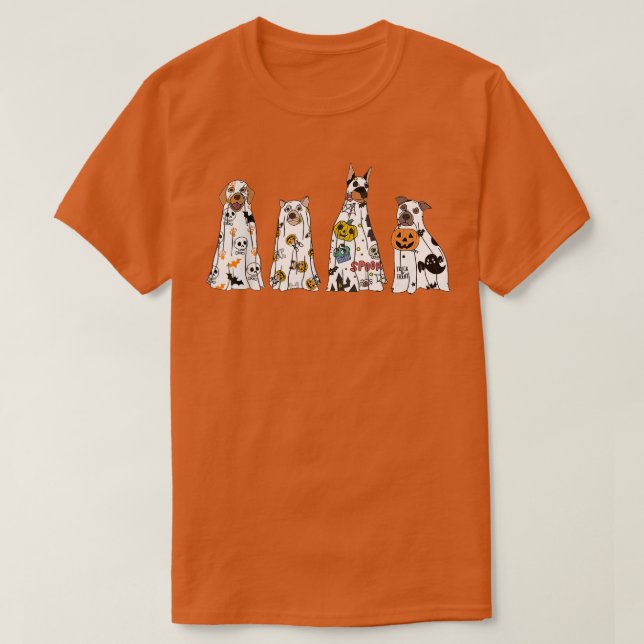 T-shirt Halloween Chien Fantôme Boo Retro Saison Éffrayant (Design devant)