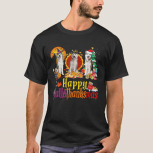 T-shirt Halloween Chien Husky Joyeux Noël Joyeux Hallotha
