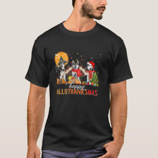 T-shirt Halloween Chien Husky Thanksgiving Joyeux Hallomer