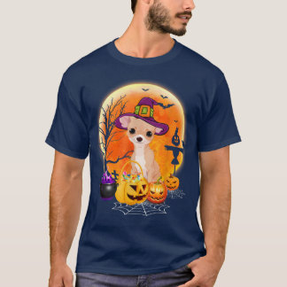 T-shirt Halloween Chihuahua Chien Moon Avec Citrouille Fun