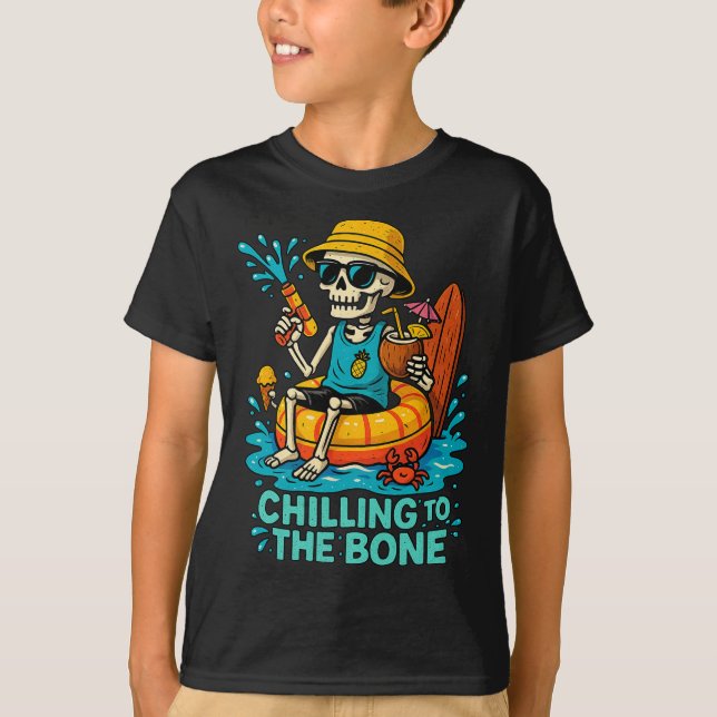 T-shirt Halloween Chilling Été À L'Os Skeleton Flo (Devant)