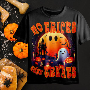 T-shirt Halloween cimetière avec joli sourire joyeux Fantô