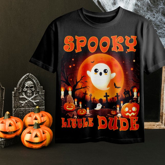 T-shirt Halloween cimetière avec mignon fantôme et lune gé (Créateur téléchargé)