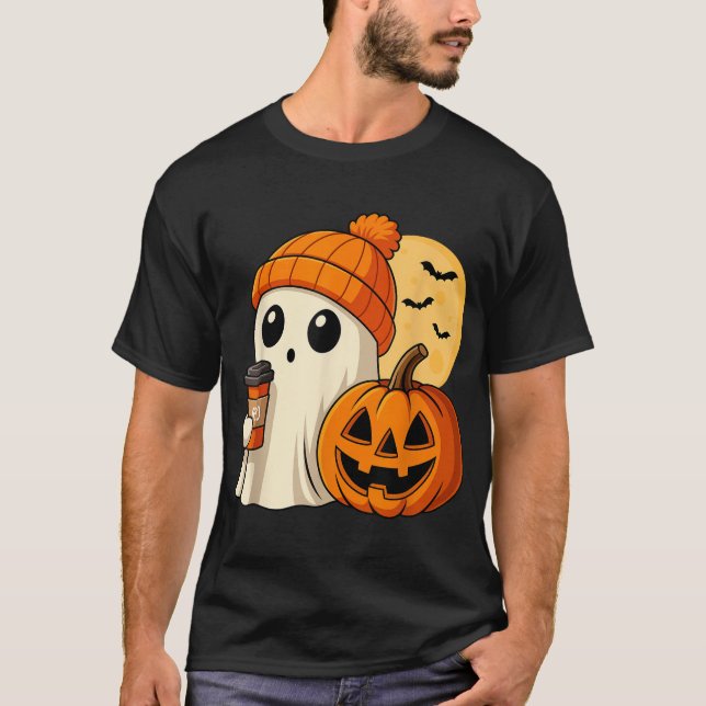 T-shirt Halloween Citrouille café Éffrayant (Devant)
