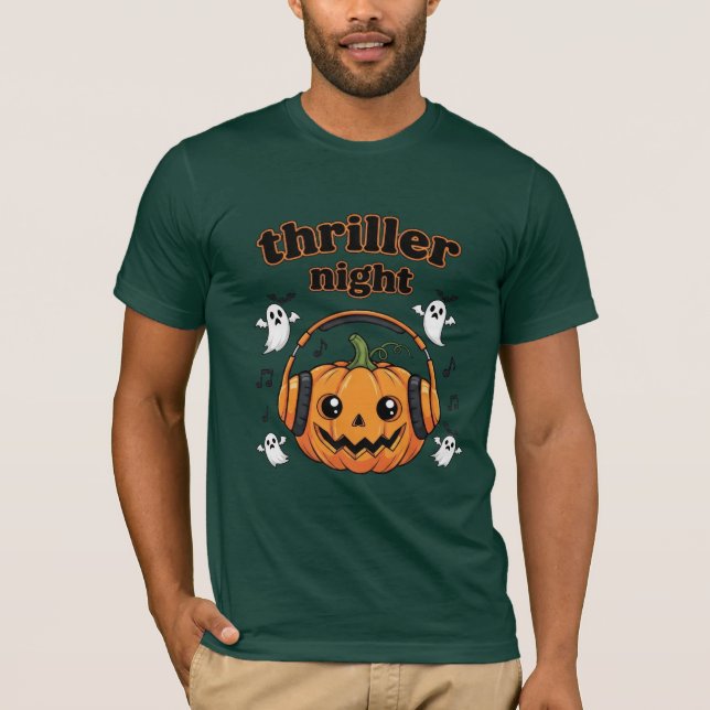 T-shirt Halloween Citrouille de nuit Thriller (Devant)