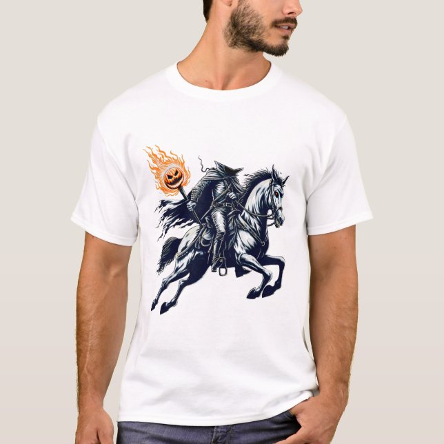 T-shirt Halloween Citrouille de peur sans tête Horseman (Devant)