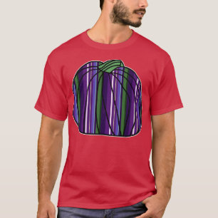 T-shirt Halloween Citrouille d'horreur violet vert rayures