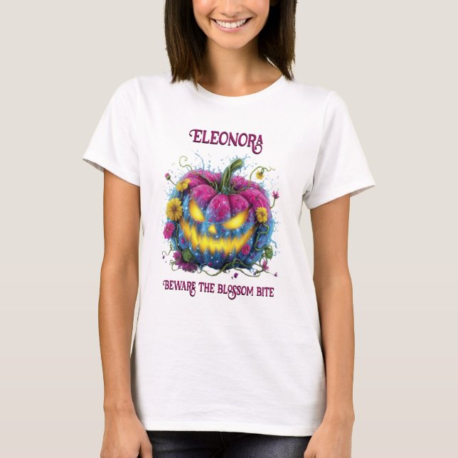 T-shirt Halloween Citrouille en fleur mou d'horreur (Devant)