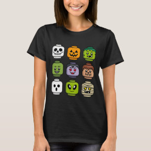 T-shirt Halloween Citrouille en tête de brique de construc