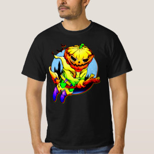 T-shirt Halloween Citrouille équitation sorcière chambre +