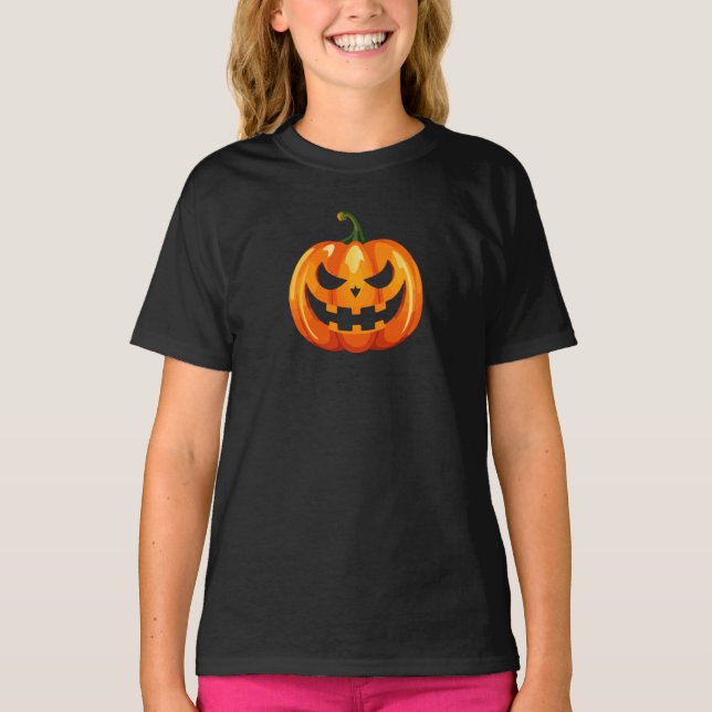 T-shirt Halloween Citrouille face effrayant (Devant)