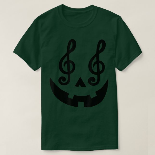 T-shirt Halloween Citrouille Face Music Notes Musique Ense (Design devant)