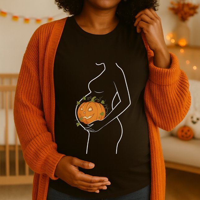 T-shirt Halloween Citrouille intérieur ventre Enceinte (Créateur téléchargé)