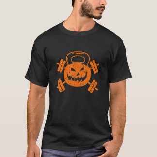 T-shirt Halloween Citrouille Kettlebell Fitness Gymme