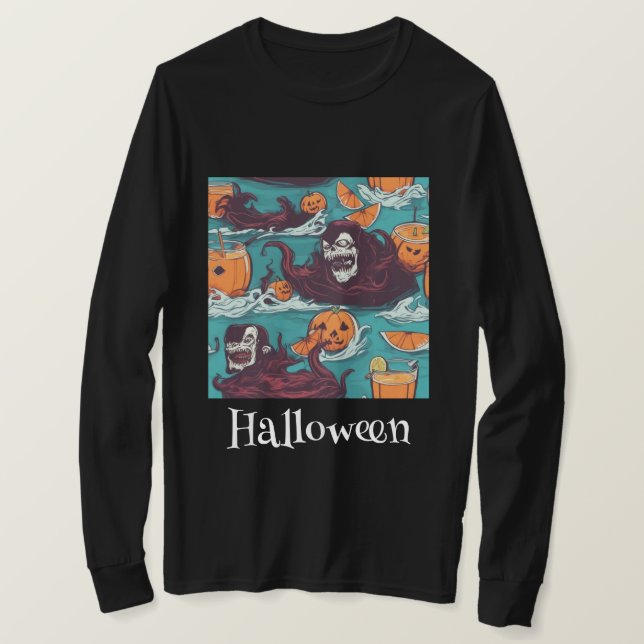 T-shirt Halloween Citrouille mal de peur (Design devant)