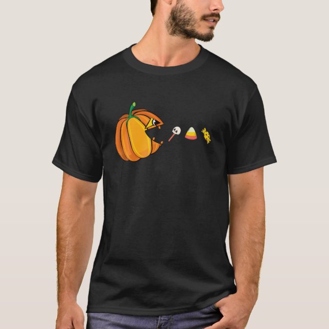 T-shirt Halloween Citrouille Mange Candy Skeleton Funny Bo (Devant)