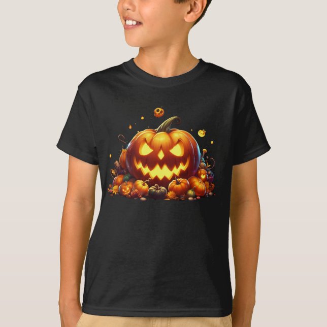 T-shirt Halloween Citrouille Party Yellow Magie (Devant)