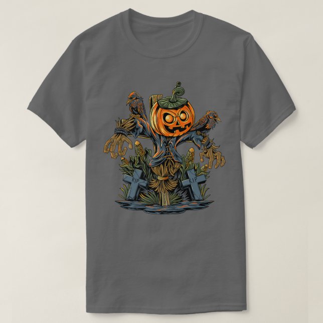 T-shirt Halloween, Citrouille Scarecrow 4175 (Design devant)