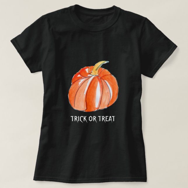 T-shirt Halloween citrouille tour ou traiter (Design devant)