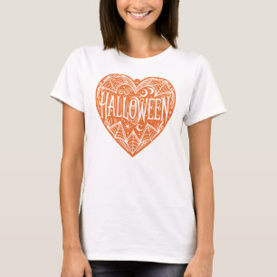 T-shirt Halloween Cœur, Cœur Forme Orange, Vacances