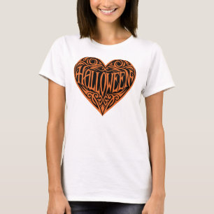 T-shirt Halloween cœur, cœur orange, Vacances