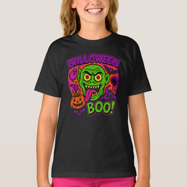 T-shirt Halloween coloré Zombie Vêtements Unisex Éffrayant (Devant)