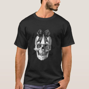 T-shirt Halloween Coquette crâne avec cabot en dentelle no