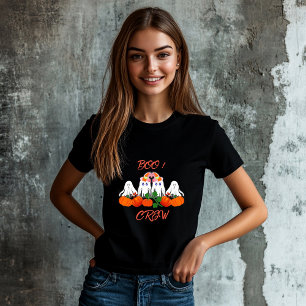 T-shirt Halloween Costume BOO Crew Citrouille Patch Éffray