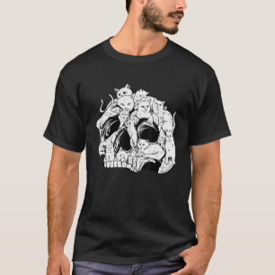 T-shirt Halloween Costume Chat Crâne Chiot Déplaisant Sque
