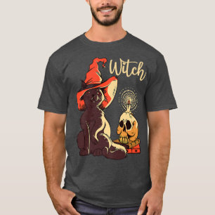 T-shirt Halloween Costume Chat Noir Sorcière Casquette & L
